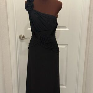 David's Bridal Black One-Shoulder Gown